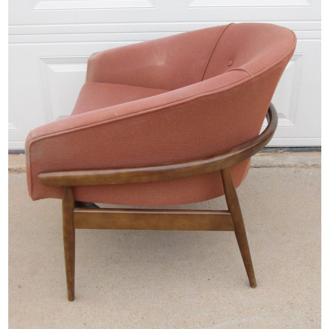 Wood Mid 20th Century Low Barrel Frame Lounge Chair For Sale - Image 7 of 11