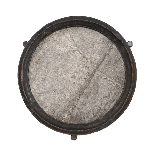 Wood Alpine Marble & Elm Side Table For Sale - Image 7 of 10