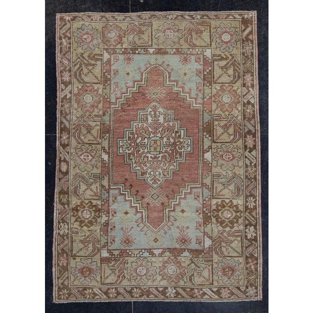 Salmon Turkish Anatolian Rug 3'6" x 4'11" #18054 For Sale - Image 8 of 8