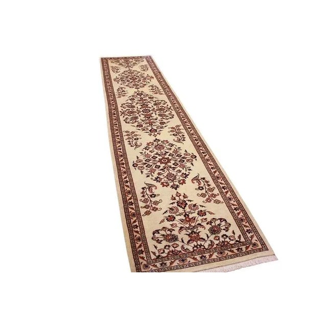 Traditional Middle Eastern Sarouk runner | Knot density: High | Material: High-quality wool | Size: 396×89 cm | Condition:...