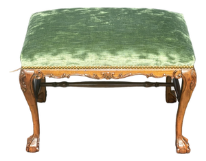 Early 1900s Walnut Queen Anne Bench With Claw and Ball Feet