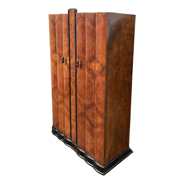 Art Deco Fluted Double Wardrobe, 1930 For Sale