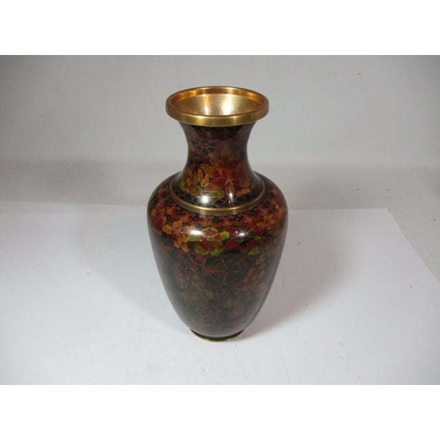 1960s Vintage Chinese Cloisonne Floral Vase For Sale - Image 4 of 9
