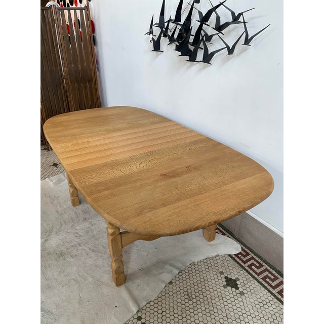 1970s Danish Brutalist Extendable Oak Dining Table in the Style of Henning Kjærnulf For Sale - Image 16 of 16