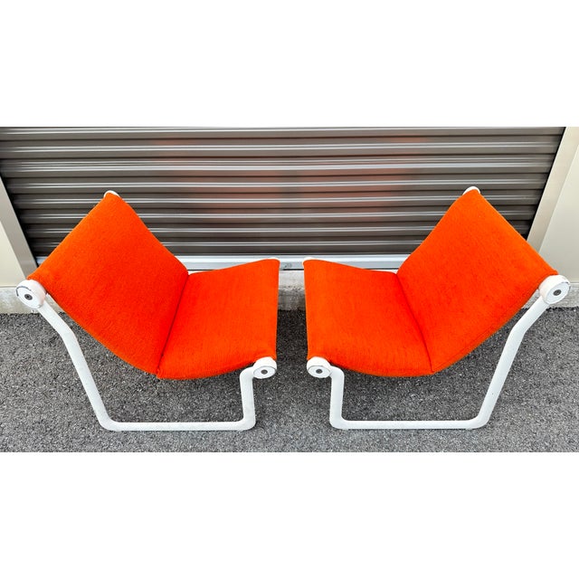 Orange 1970s Pair of Orange Knoll Sling Chairs For Sale - Image 8 of 12