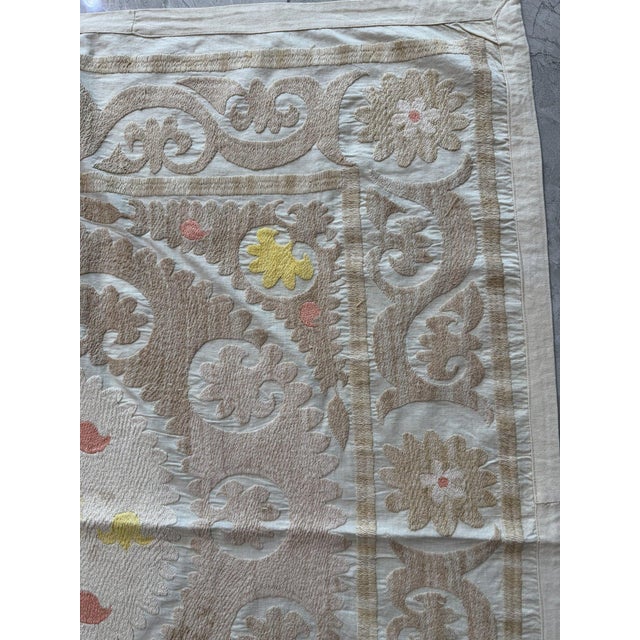 Suzani Wall Decor - Hand-Embroidered Embroidery 3'9'' X 4' For Sale - Image 10 of 15
