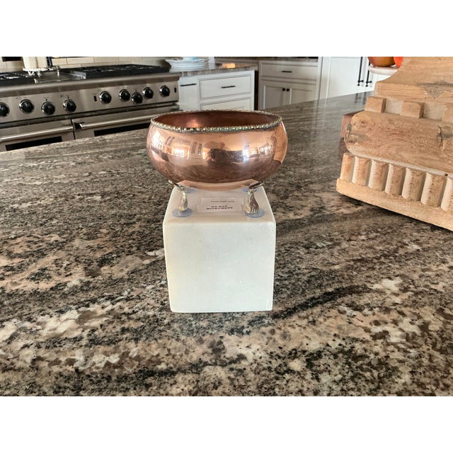 1930s Antique Footed Copper Bowl For Sale - Image 5 of 5