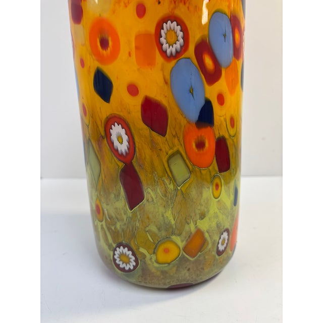 Mad-Art Glass Studio Tall Orange Patterned Vase For Sale - Image 4 of 9