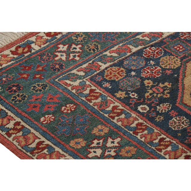 Textile Vintage Extra-Long Runner Rug in Blue With Geometric Medallions - Rug & Kilim For Sale - Image 7 of 7