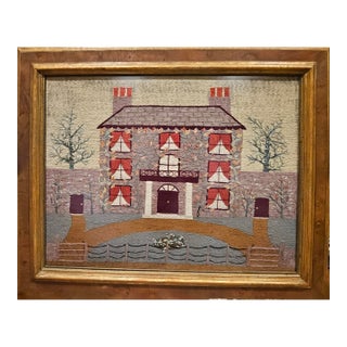 Massive British Woolwork Picture of a Country House For Sale