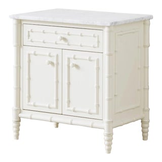 Williams-Sonoma Home "Hampstead" Faux Bamboo Nightstands With Carrara Marble Tops - Pair For Sale