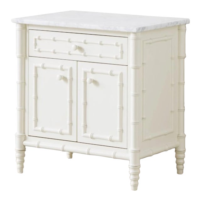 Williams-Sonoma Home "Hampstead" Faux Bamboo Nightstands With Carrara Marble Tops - Pair For Sale