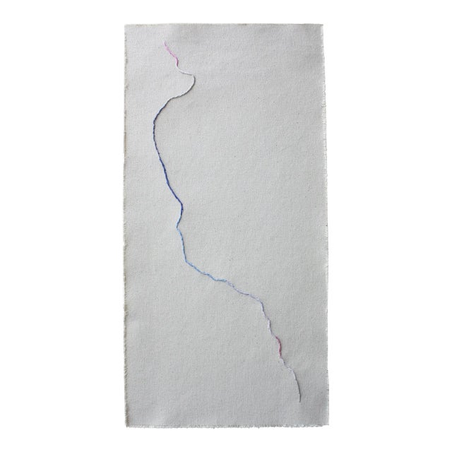 Original Embroidery Art | Minimalist Embroidery Art on Canvas, Abstract Map of Laurel Canyon Blvd Los Angeles, by Emily Keating Snyder, 11 X 22 In For Sale