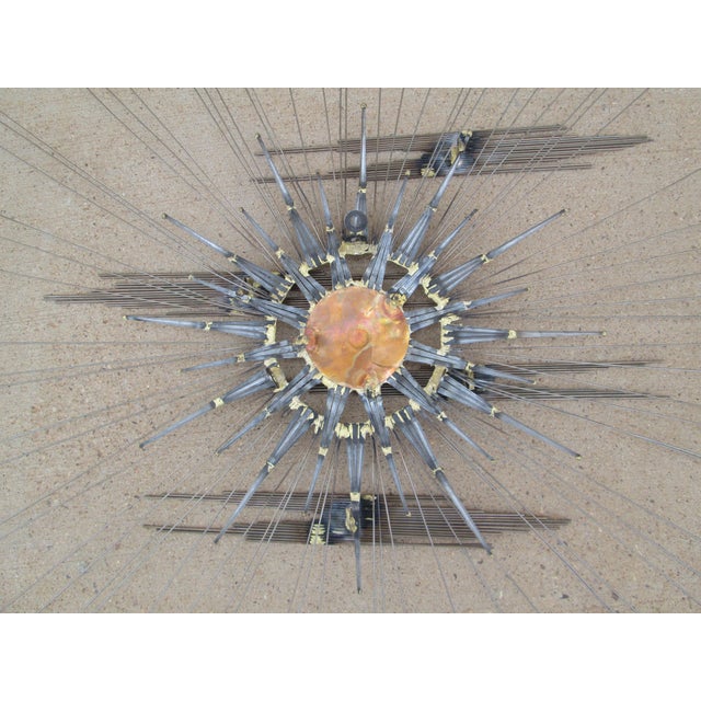 Mid Century Modern Metal Wall Art Sun and Clouds For Sale - Image 10 of 10