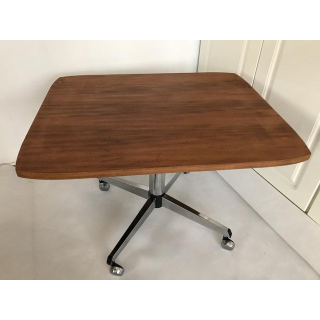 Coffee Table with a Chrome Base and Wheels, 1970s For Sale - Image 3 of 18