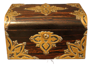 C. 1880 English Coromandel Brass Mounted Jewelry Box