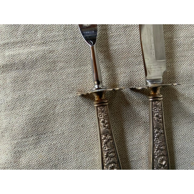 Metal Sterling Silver Art Nouveau Carving Set by Steiff, c.1900 - Repousse Pattern For Sale - Image 7 of 9