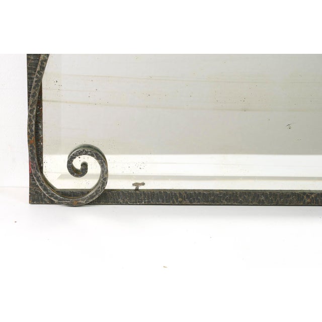 Vintage European French Art Deco Wrought Iron Wall Mirror For Sale In New York - Image 6 of 12