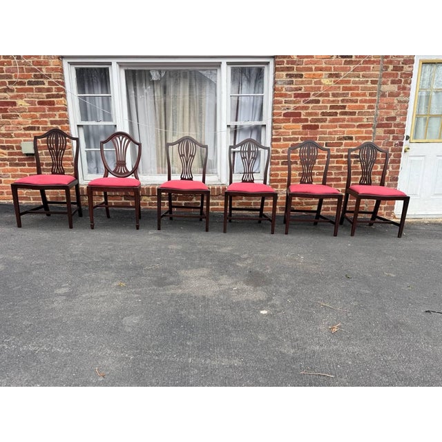 Early 20th Century Set of 6 English Hepplewhite Style Dining Chairs For Sale - Image 9 of 17