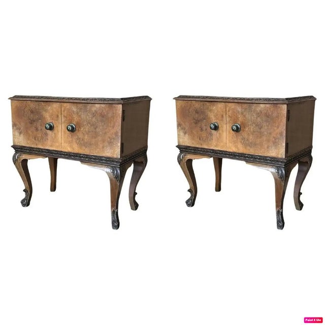 Early 20th Italian Bedside Tables in Light Oak with Two Doors, 1920s, Set of 2 For Sale - Image 13 of 13
