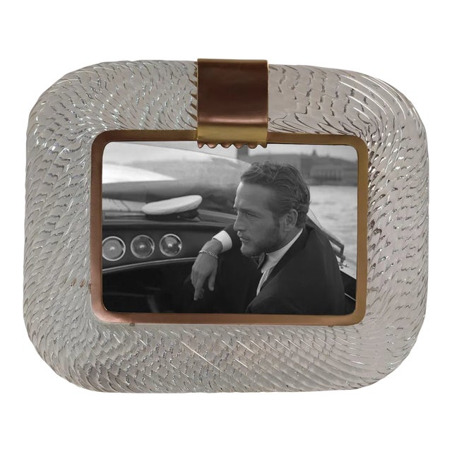 "Eternal Paul" Crystal Jewel Murano Glass Brass Frame, Photo Frame For Sale