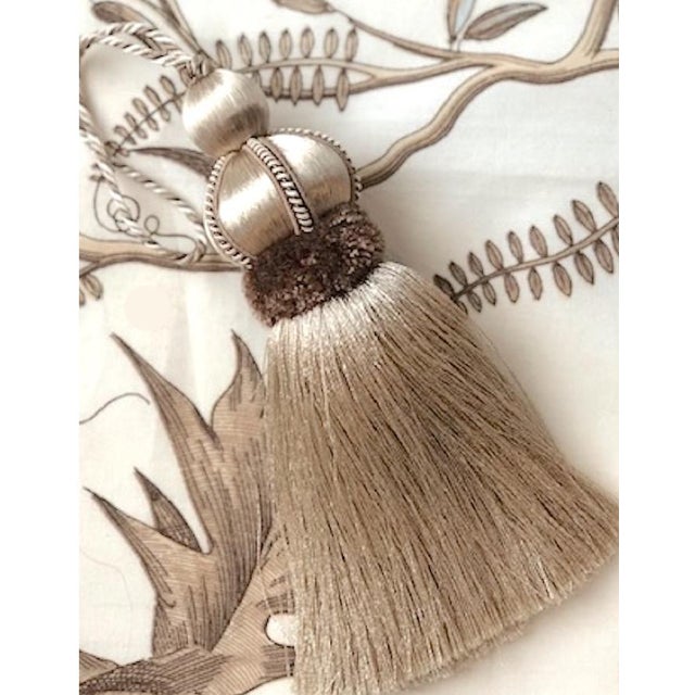 Key Tassels in Taupe - Mocha Color With Satin and Cut Velvet Details For Sale - Image 4 of 12