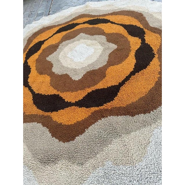 1960s Vintage French Round Hand-Knotted Cogolin Rug, 1960s For Sale - Image 5 of 18