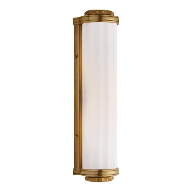 Thomas O'Brien for Visual Comfort Signature Milton Road Bath Light in Hand-Rubbed Antique Brass with White Glass For Sale