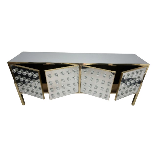 Handcrafted Brass and Mirror Sideboard with 120 Murano Spheres from Justfurnituress SRL For Sale