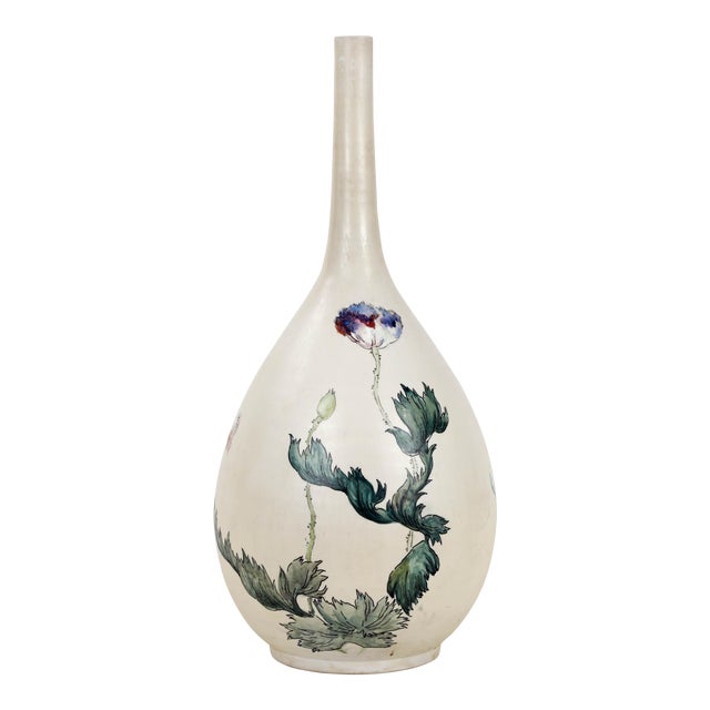 Vintage Porcelain With Hand Painted Flowers Motif Vase Chairish