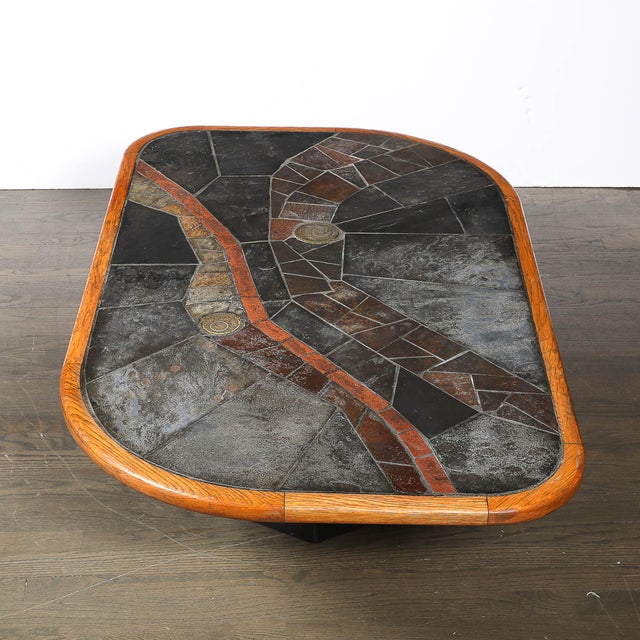 Mid-Century Tessellated Slate & Bronze Inlay Cocktail Table by v Ramburrem For Sale - Image 10 of 18