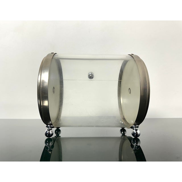 Vintage Italian-made biscuit container from the 1970s. The container is in its original condition with a sliding handle in...