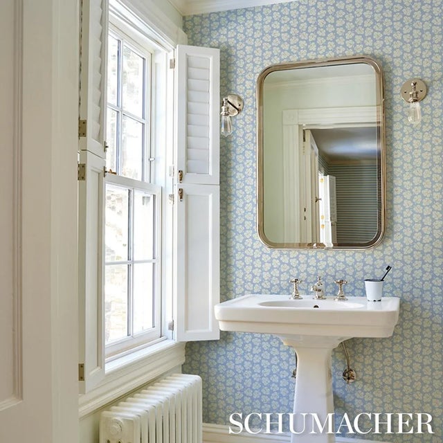 Not Yet Made - Made To Order SAMPLE - Schumacher X Rita Konig Olive Wallpaper In Sky For Sale - Image 5 of 5