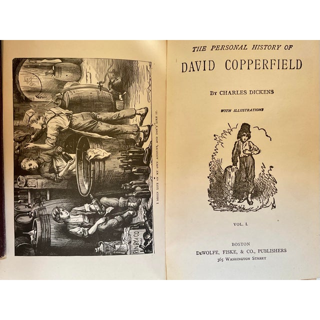 Textile 19th Century Antique Charles Dickens Leather Bound Books- Set of 3 For Sale - Image 7 of 9