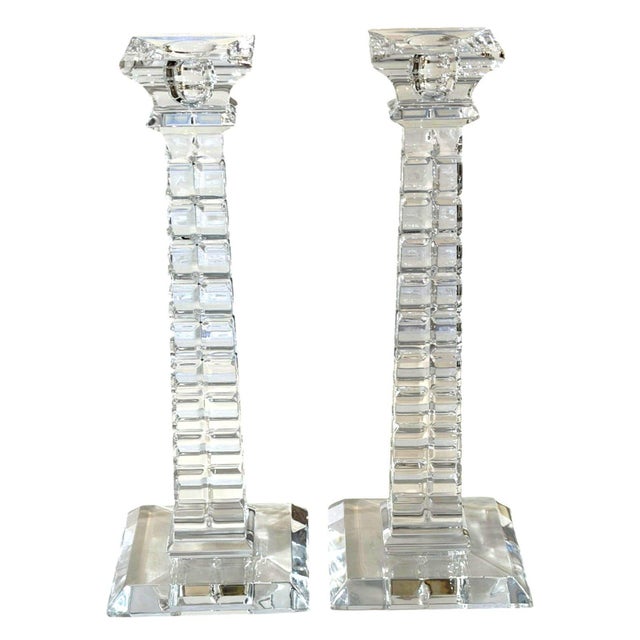 Mikasa Colosseum Lead Crystal 10" Candlesticks – Matching Pair Striking matching pair of Mikasa Colosseum lead crystal...