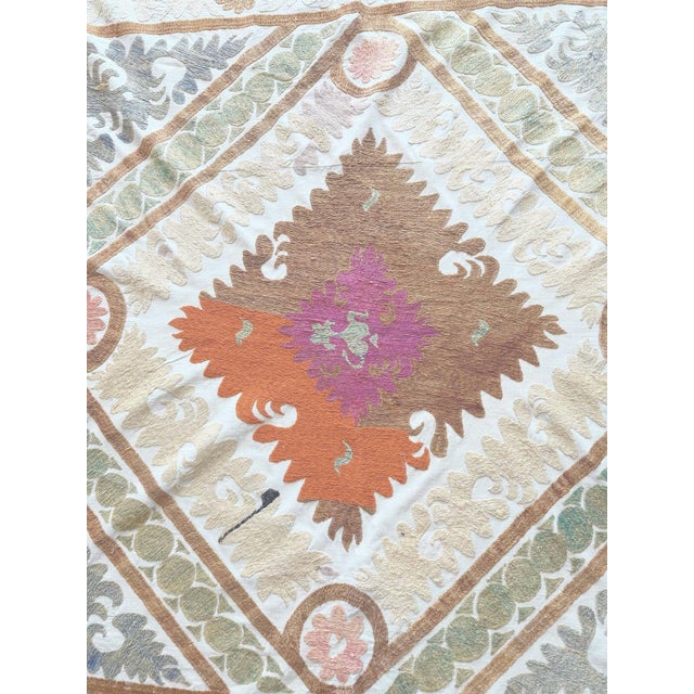 Hand-Embroidered Vintage Suzani from Samarkand, circa early 1960s. Dimension; 50'' x 57'' inches / 128 x 146 cm / 4'2'' x...