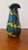 This is a Mid 20th Century Blue and Yellow Art Glass Pulled Loop Trihorn Top Vase. It measures 7 3/8" high by 3 1/2" wide...