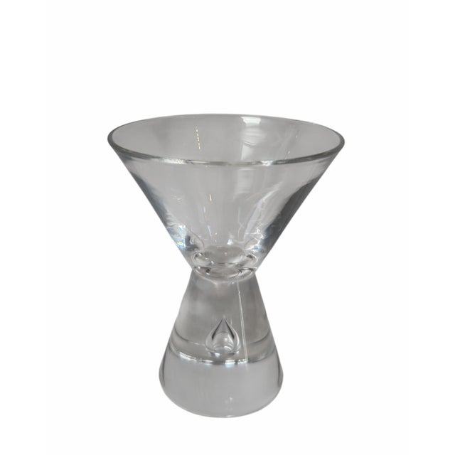 Set of 4 Steuben Art Deco Crystal Trumpet Cocktail Stems.