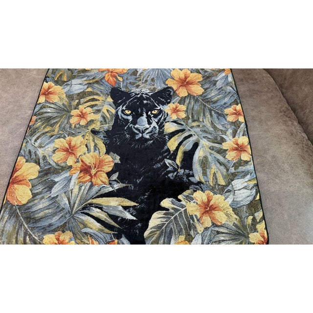 African Black Panther Botanical Cushion Cover For Sale - Image 3 of 12