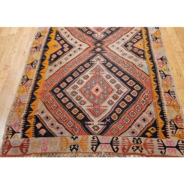 Vintage Turkish Kilim Wide Runner, Handwoven Wool, Medallion Pattern, 6x13 For Sale - Image 11 of 16