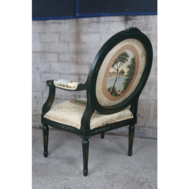 Drexel Heritage Mid 20th Century 2 Drexel Heritage French Louis XVI Fauteuil Balloon Back Neoclassical Arm Chairs - Set of 2 For Sale - Image 4 of 12