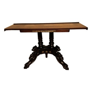Neo-Renaissance Historic Revival Style Black and Brown Console Table, Late 19th-Early 20th Century For Sale