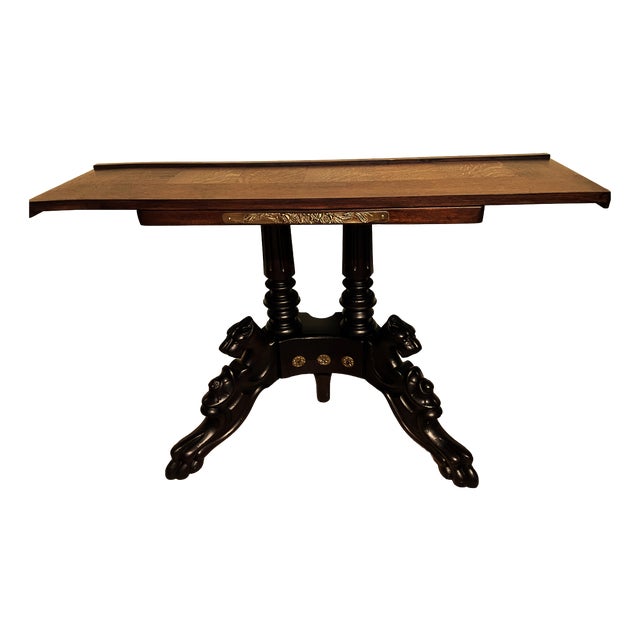 Neo-Renaissance Historic Revival Style Black and Brown Console Table, Late 19th-Early 20th Century For Sale