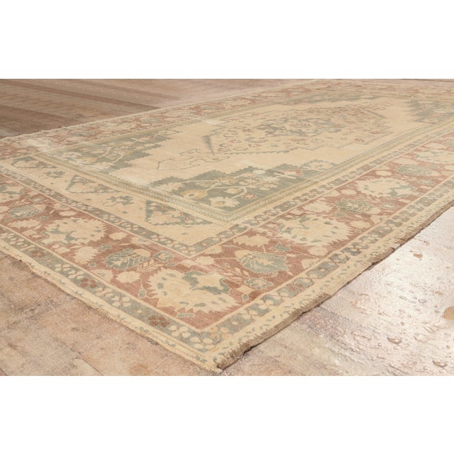 Beige Vintage Turkish Oushak Rug, 07'09 X 12'09 For Sale - Image 8 of 10