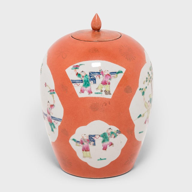 This vase is the perfect example of enduring Chinese symbolism and design. Each side of the ginger jar bears a cartouche...