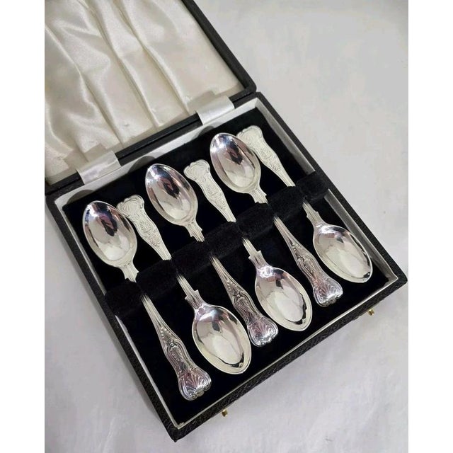 Antique Victorian English Sterling Silver Teaspoons, 1896, Set of 6 For Sale - Image 3 of 18