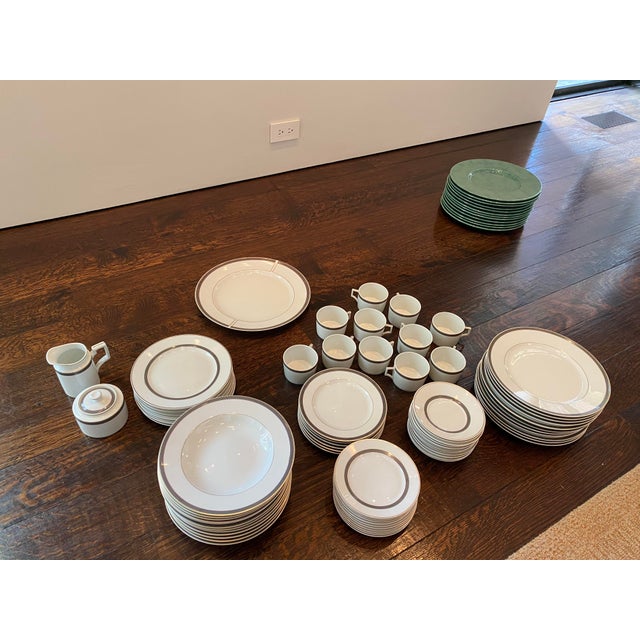 1990's Traditional Christofle Tiriada Parme China Dinnerware Set of