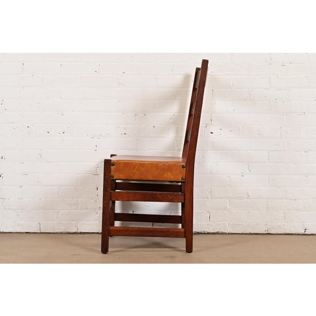 L. & J. G. Stickley Antique Mission Oak Arts & Crafts Ladder Back Desk Chair or Side Chair, Circa 1910 For Sale - Image 9 of 12