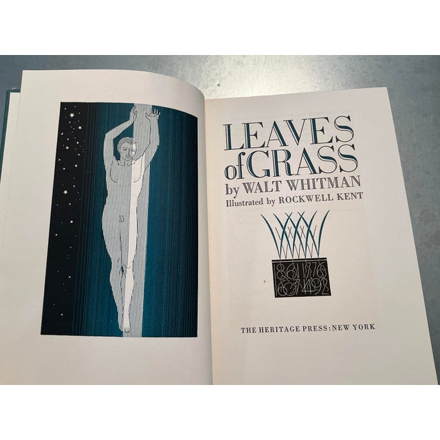 Mid-Century 1950 Heritage Club "Leaves of Grass" by Walt Whitman, Illustrated by Rockwell Kent - With Slipcase & Sandglass Insert For Sale - Image 18 of 18