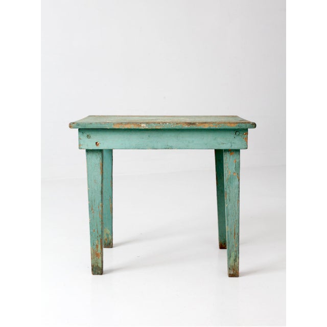 Early 20th Century Antique Painted Primitive Farmhouse Side Table For Sale - Image 5 of 14